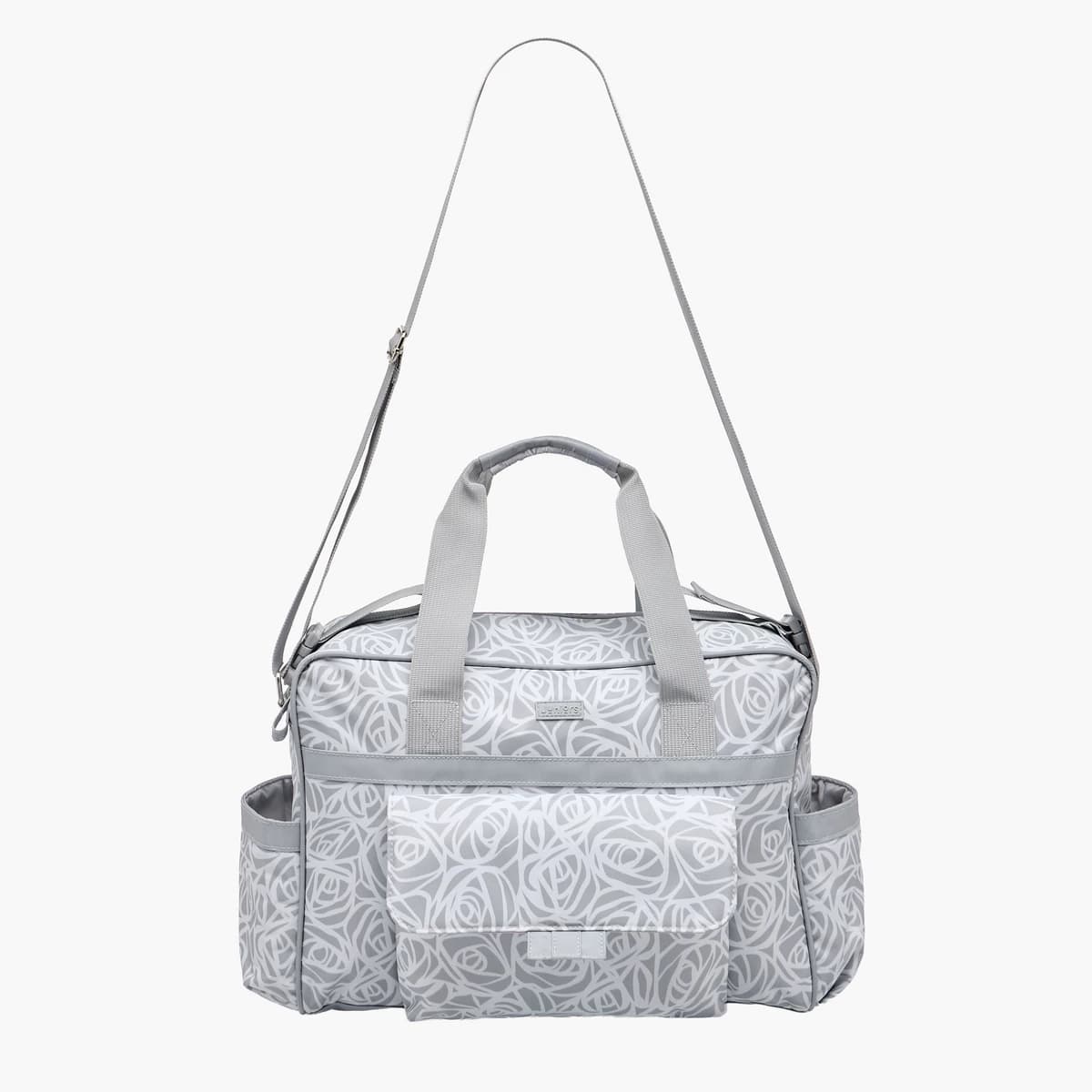 شنطة حفاضات بطبعات وحزام قابل للتعديل وسحاب إغلاق 