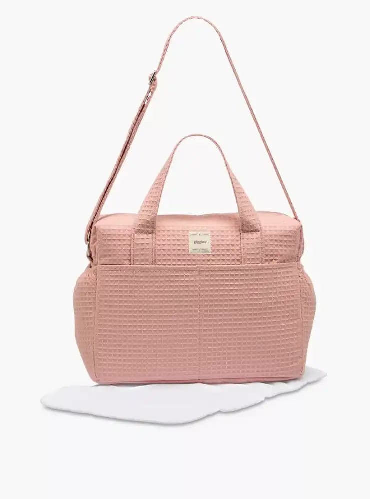 شنطة حفاضات بيكيه بارزة الملمس بسحاب إغلاق