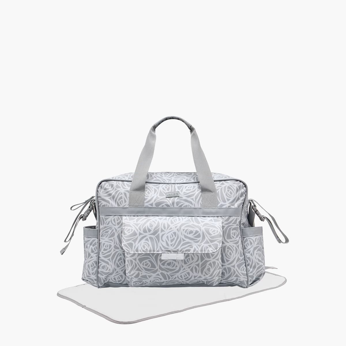 شنطة حفاضات بطبعات وحزام قابل للتعديل وسحاب إغلاق 