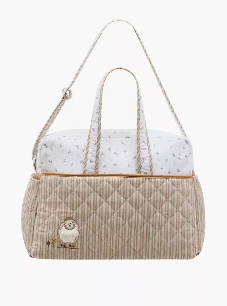 شنطة حفاضات مبطنة بأحزمة قابلة للتعديل وسحاب إغلاق 