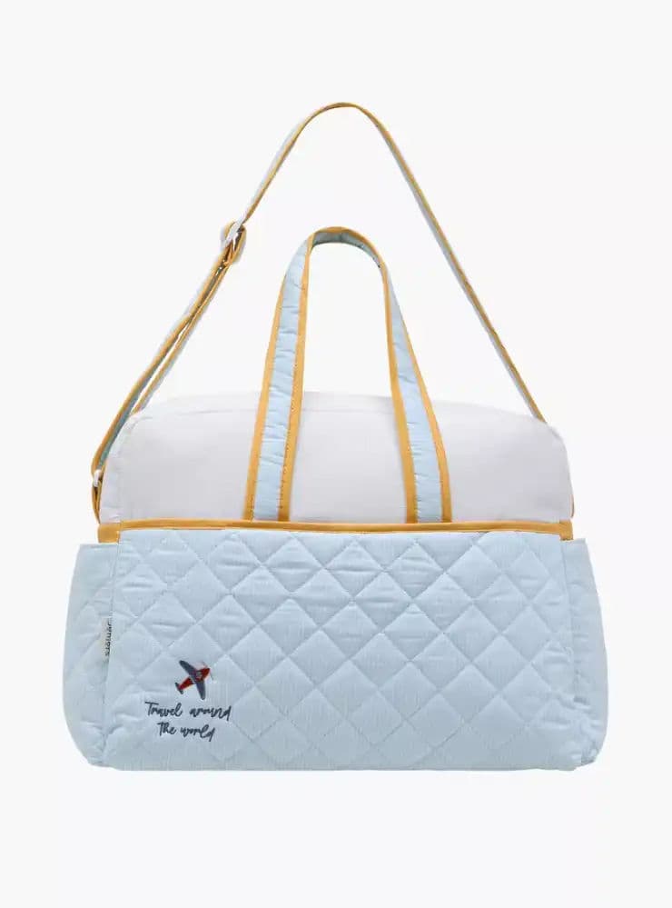 شنطة حفاضات مبطنة بأحزمة قابلة للتعديل وسحاب إغلاق 