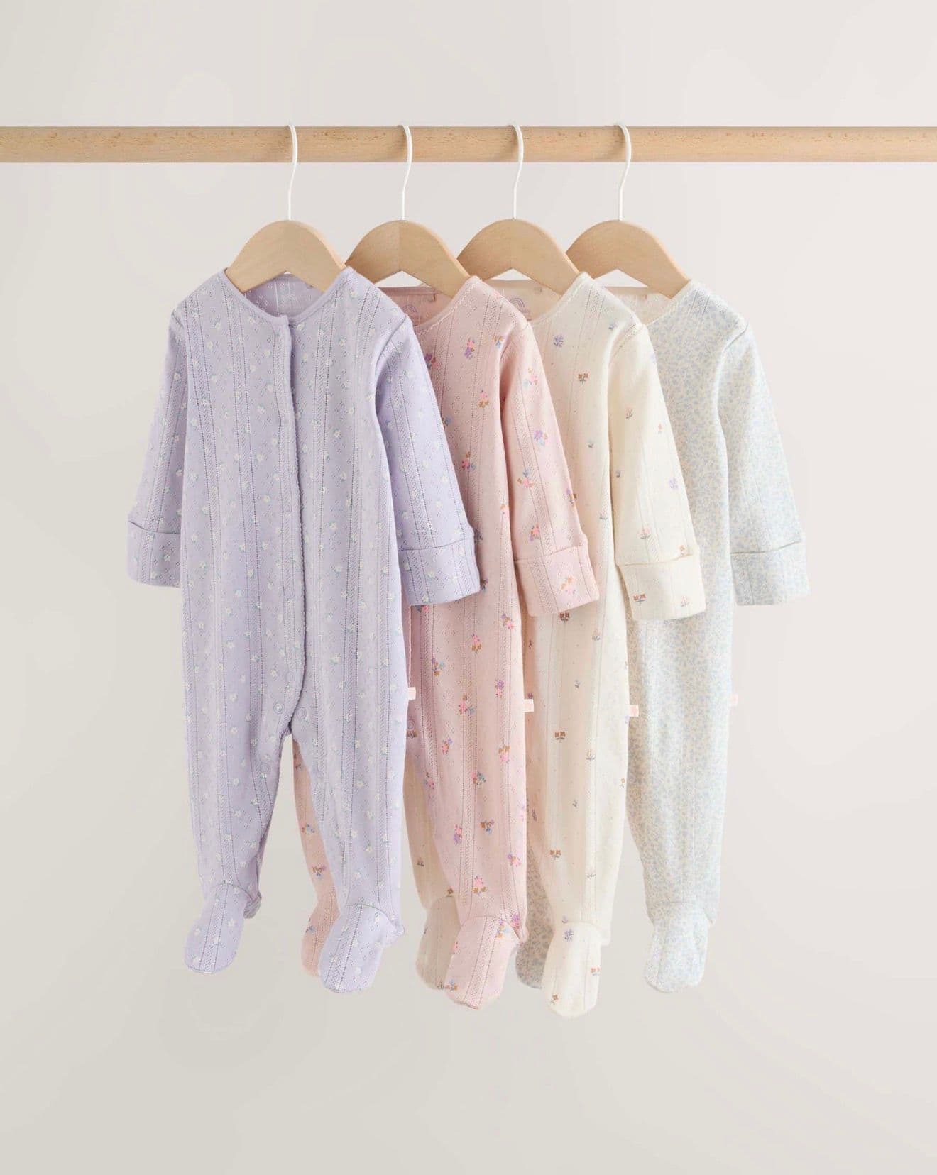 بنفسجي فاتح - حزمة من 4 ملابس نوم للبيبي