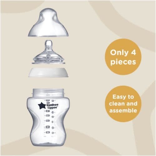  تومي تيبي - رضّاعة كلوسر تو نيتشر، 2 رضاعات شفافة سعة 260 مل