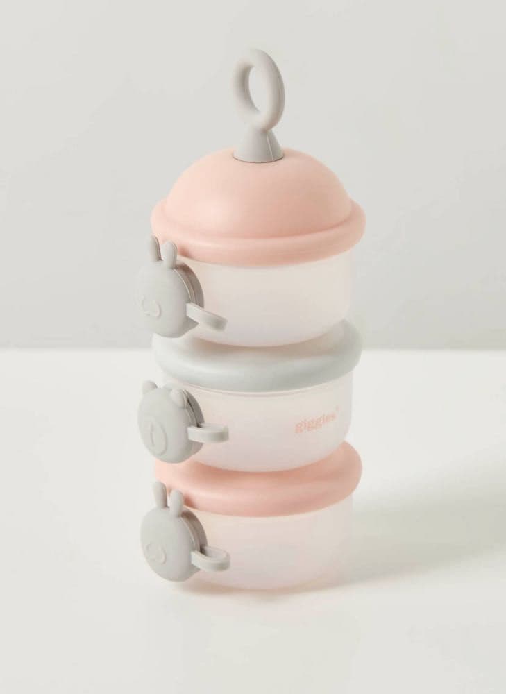 حاوية حليب مجفف سادة 3 قطع بزر وخطاف من جيجلز