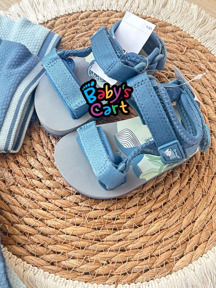 بطبعة بحرية - صندل Trekker للمشي بشريط لاصق للإغلاق قابل للتعديل