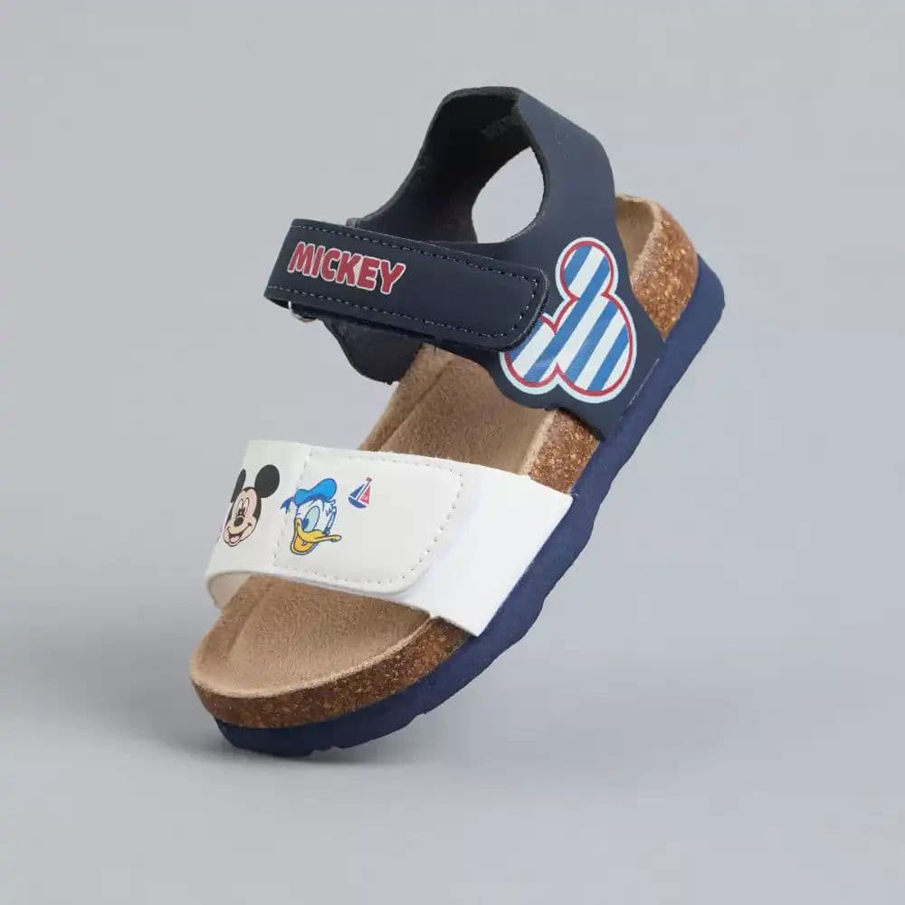 صندل بشريط إغلاق لاصق وطبعات ميكي ماوس ودونالد داك