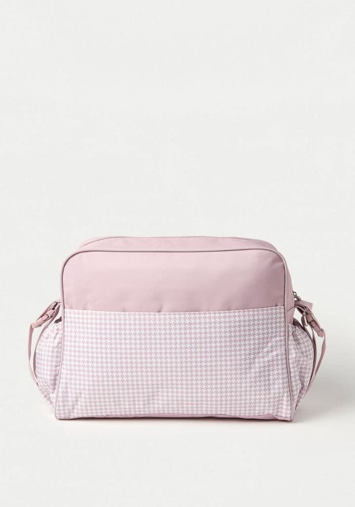 شنطة حفاضات مربعات بسحّاب إغلاق وحزام قابل للتعديل