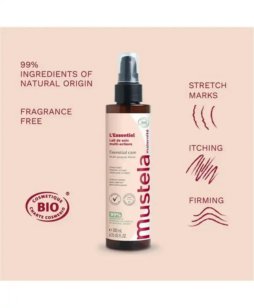 ماستيلا لوشن العناية الأساسية للأمومة - خالٍ من العطور، غير لاصق، وذو ملمس ناعم - 200 مل
