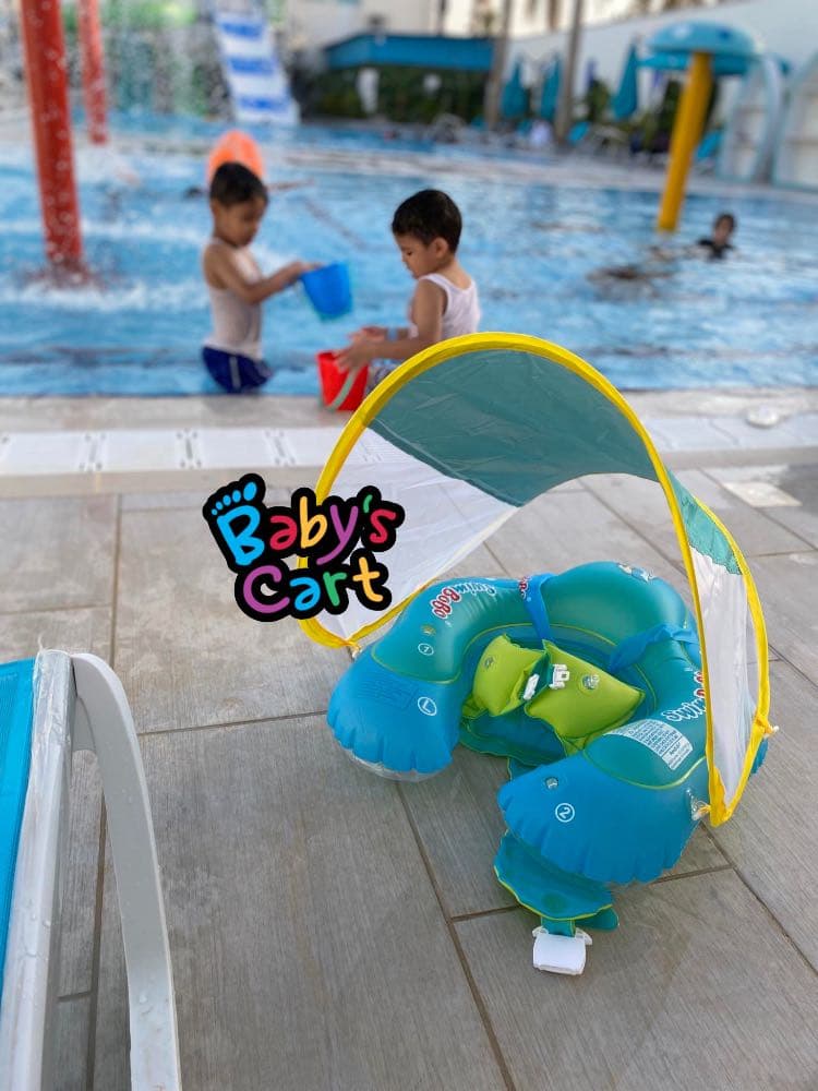 عوامة سباحة للاطفال قابلة للنفخ مع مظلة واقية من الشمس لعمر 3-24 شهر