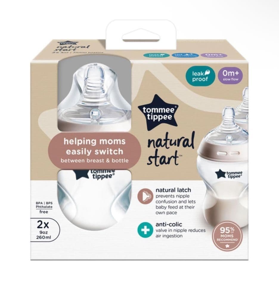  تومي تيبي - رضّاعة كلوسر تو نيتشر، 2 رضاعات شفافة سعة 260 مل