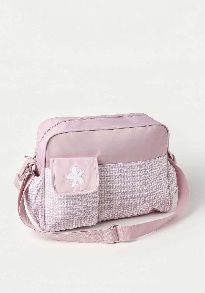 شنطة حفاضات مربعات بسحّاب إغلاق وحزام قابل للتعديل