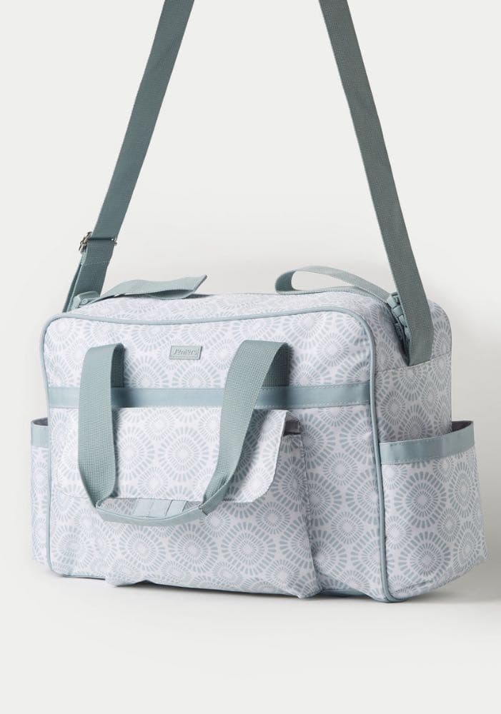 شنطة حفاضات بطبعات وحزام قابل للتعديل وسحاب إغلاق